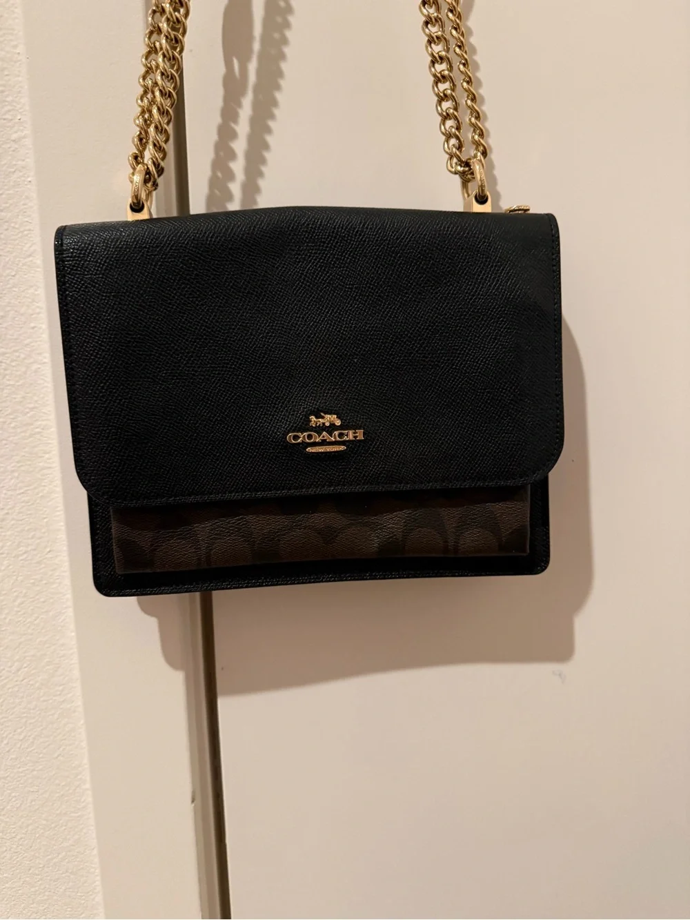 Coach Black & Brown Chain Crossbody Bag with wallet